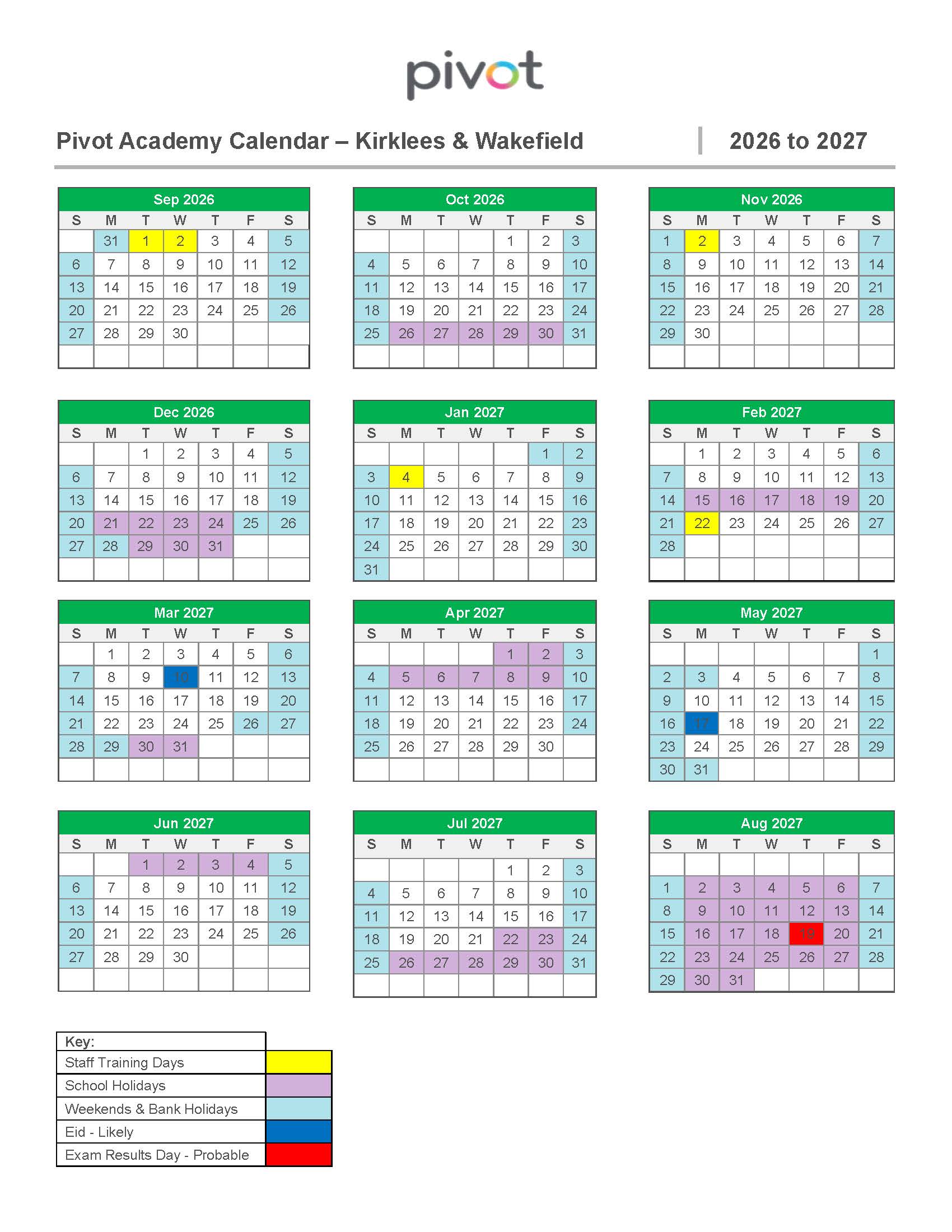 Term Dates Pivot Group Education