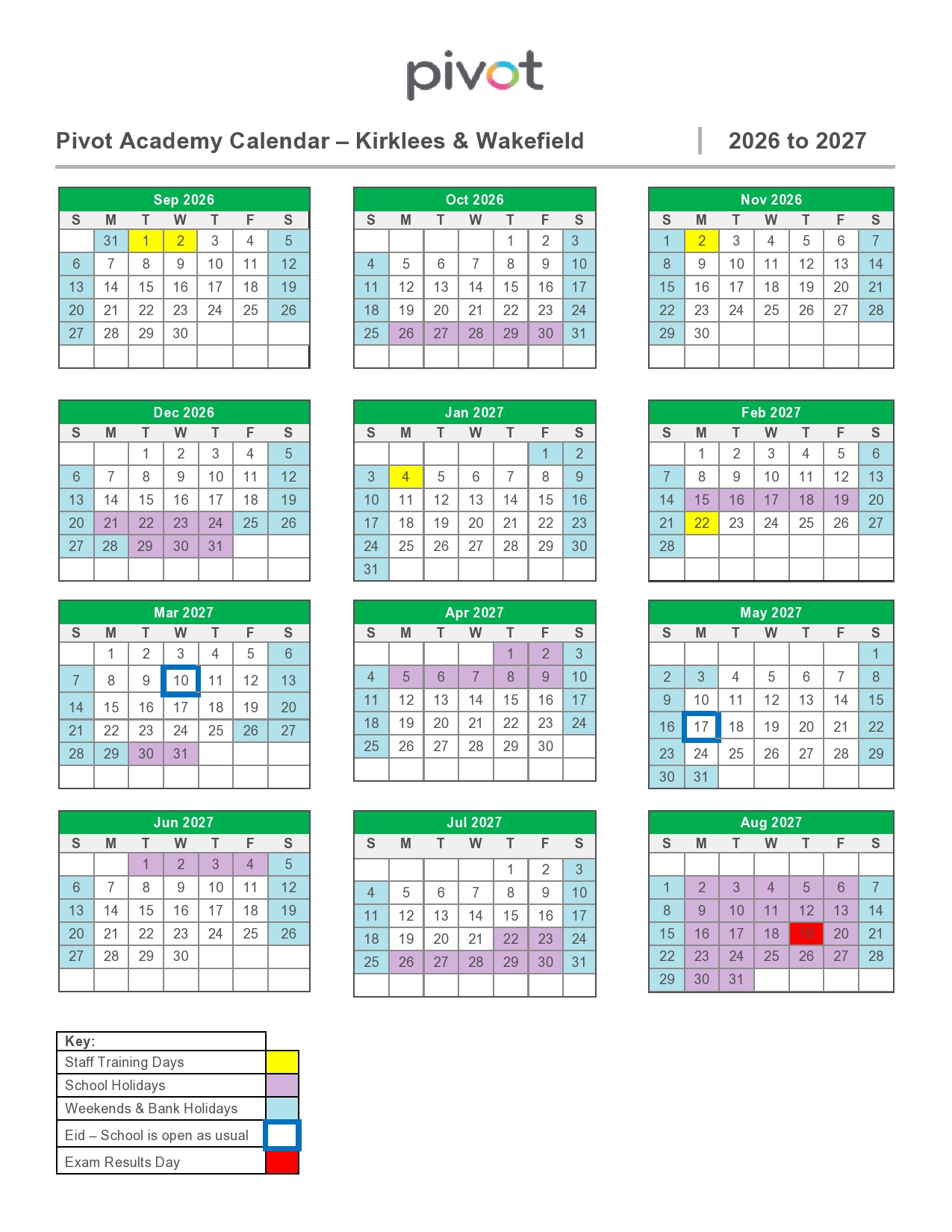 Kirkless Acadamies Term Dates